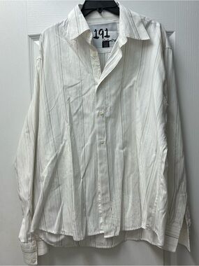 191 Unlimited Men's White Striped Button-Front Shirt Sz 2XL